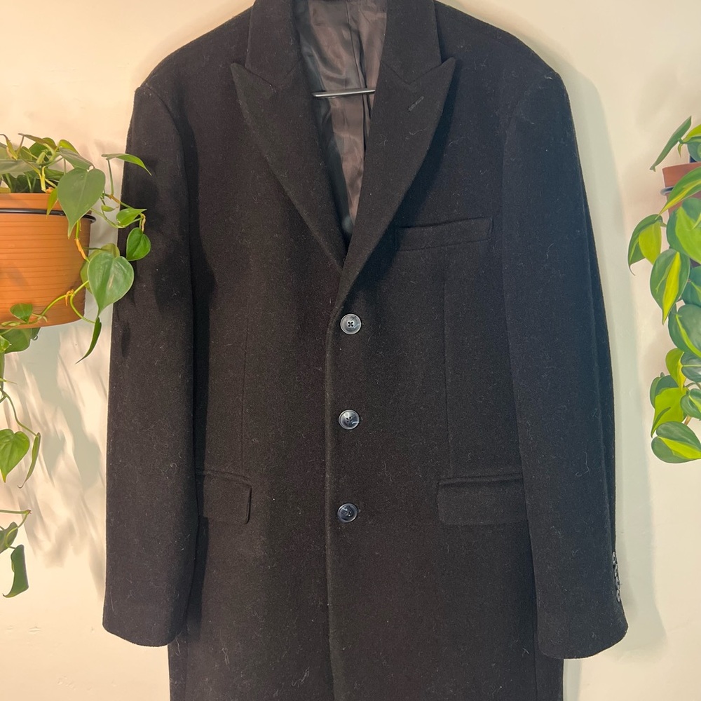 Calvin Klein Black Wool Prosper Topcoat